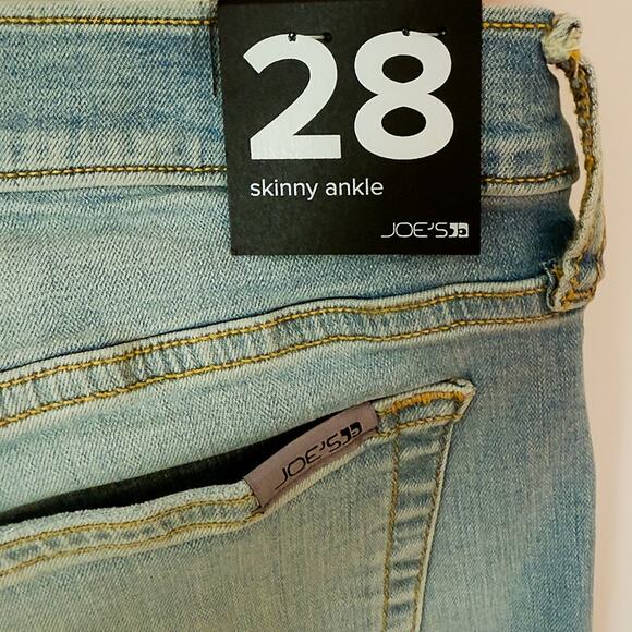 Joe's Jeans Skinny Ankle Raw Hem Light Wash Soft Denim Jeans Women's Size 28 NWT - Picture 5 of 8